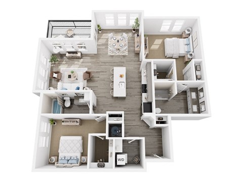 Floor plan for 2 beds, 2 baths, 1432 sqft